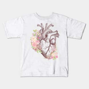 Floral anatomical heart Kids T-Shirt